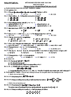 Đề thi học kì I năm học 2015-2016 môn Toán lớp 10 - Trường THPT Quốc Học
